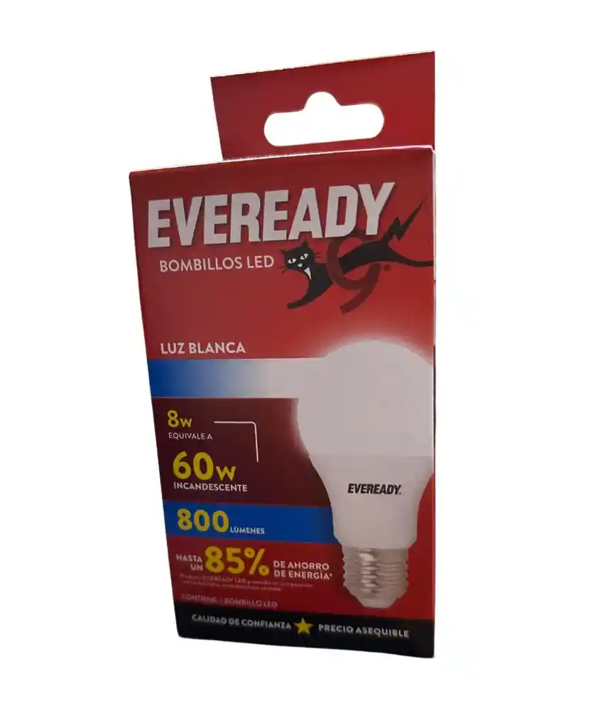 Bombillo Eveready Led Luz Blanca 8w - 60w Incandescente