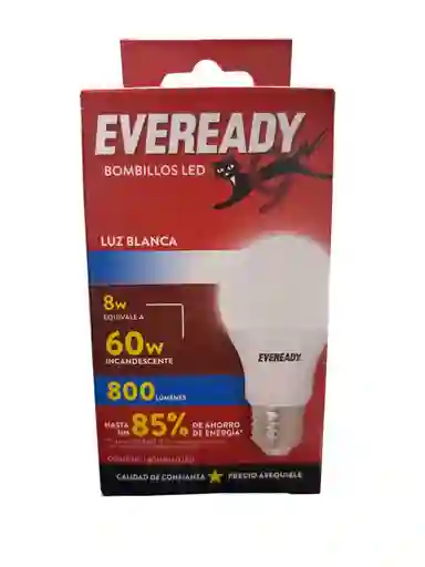 Bombillo Eveready Led Luz Blanca 8w - 60w Incandescente