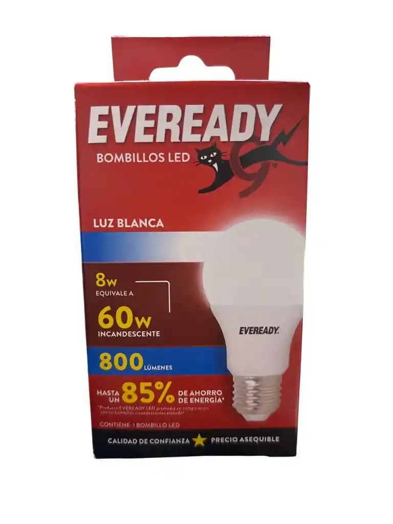 Bombillo Eveready Led Luz Blanca 8w - 60w Incandescente