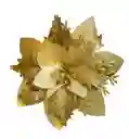 Flor Decorativa Navidad Arbolito Navideña Dorado