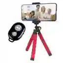 Combo Mini Tripode + Control Bluetooth Rojo