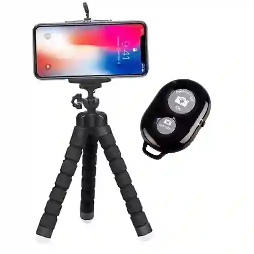Combo Mini Tripode + Control Bluetooth Negro