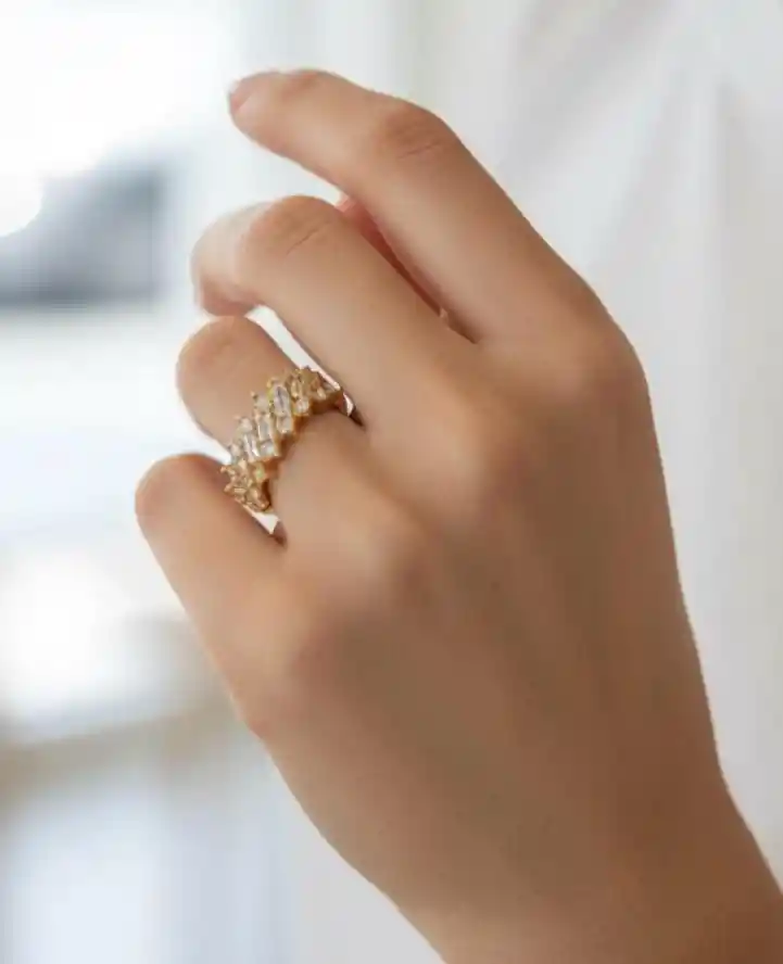 Anillo Destellos De Sol Rodinado N-325 Ref A Ajustable