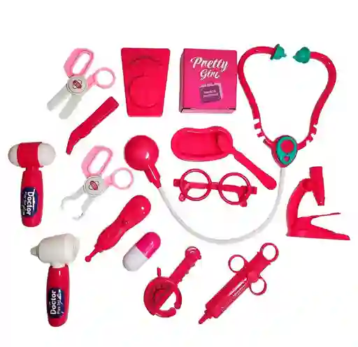 Set Kit Medico Doctora Juguete Utencilios Estetoscopio Niñas