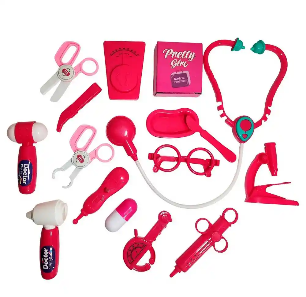 Set Kit Medico Doctora Juguete Utencilios Estetoscopio Niñas