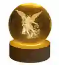 Lampara Esfera Bola De Cristal 3d Base De Madera A Rcangel San Miguel