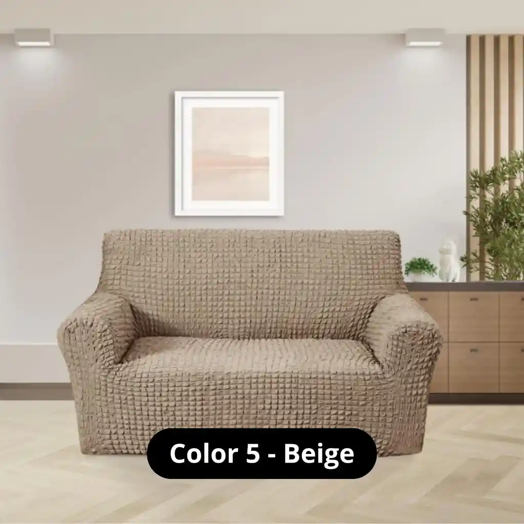 Protector De Sofá Elástico Taupe 3 Puestos Unicolor