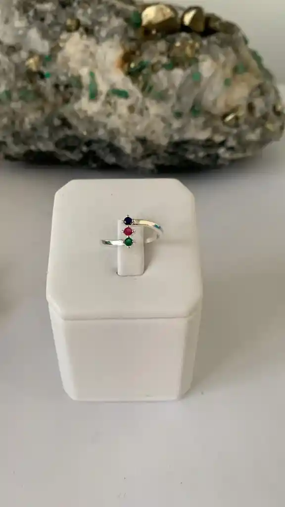 Anillo Tricolor -plata Ley 925