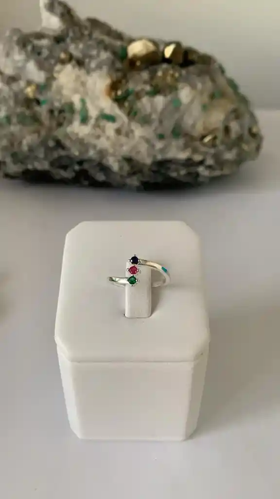 Anillo Tricolor - Plata Ley 925