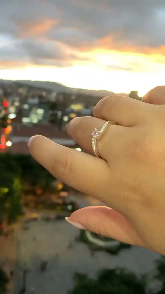 Anillo Prinss - Plata Ley 925 Circon Rosa Pastel