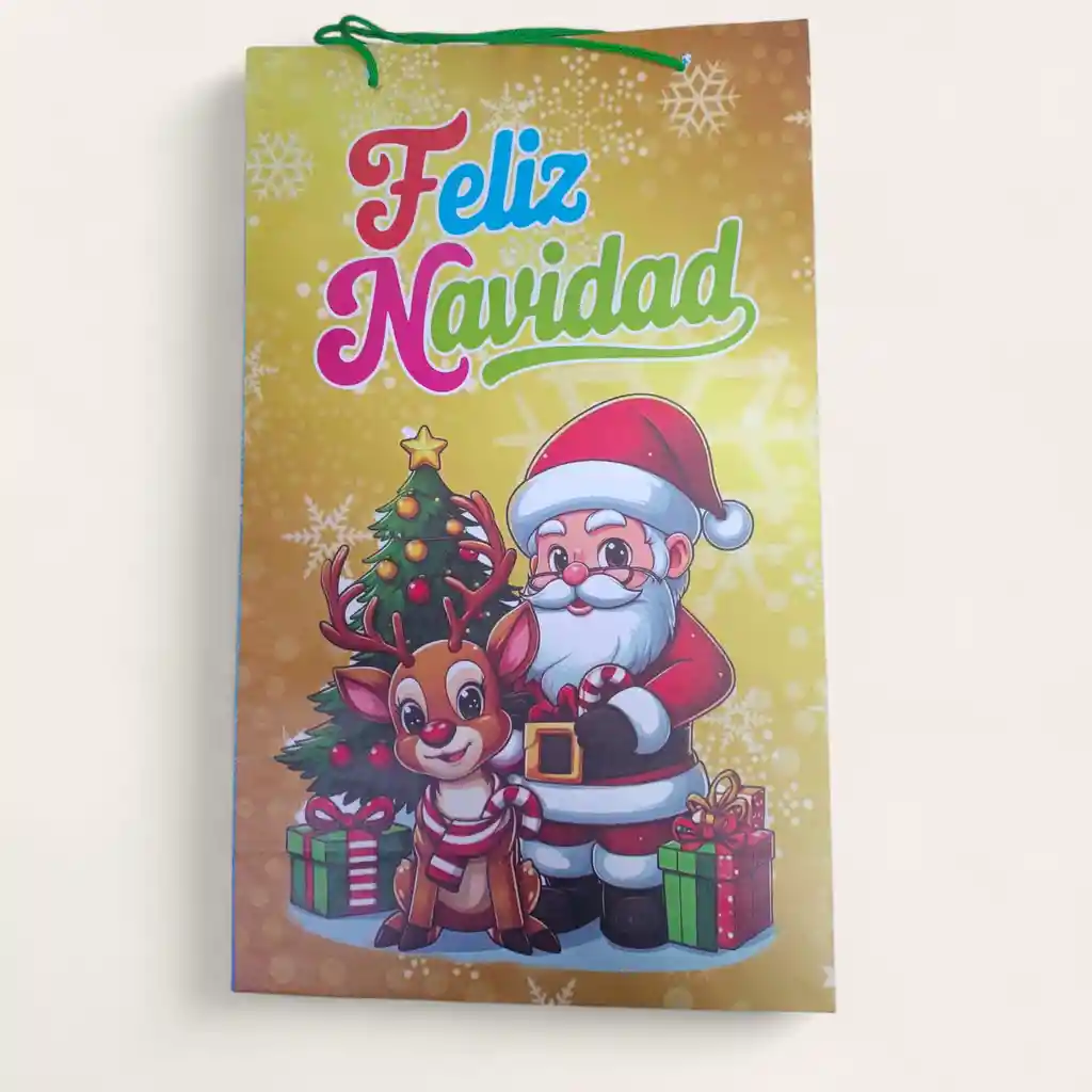 Bolsa De Regalo Jumbo Kraft Motivos Navideños 52x31 Cm