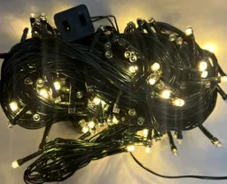 Luces Led De Navidad 200 Bombillos Luz Cálida Cable Verde