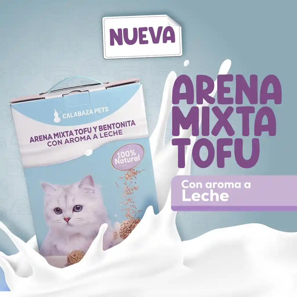 Arena Para Gatos Tofu Y Bentonita Aroma Leche 2.5 Kg