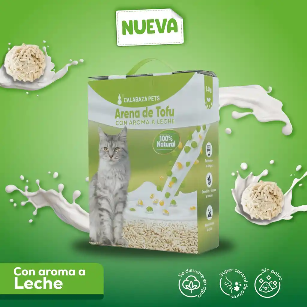 Arena Para Gatos De Tofu Con Aroma A Leche 2.5kg