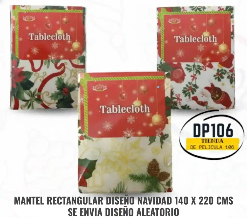 Mantel Rectangular De Navidad (140 X 220 Cm) Diseño Aleatorio De Nochebuena