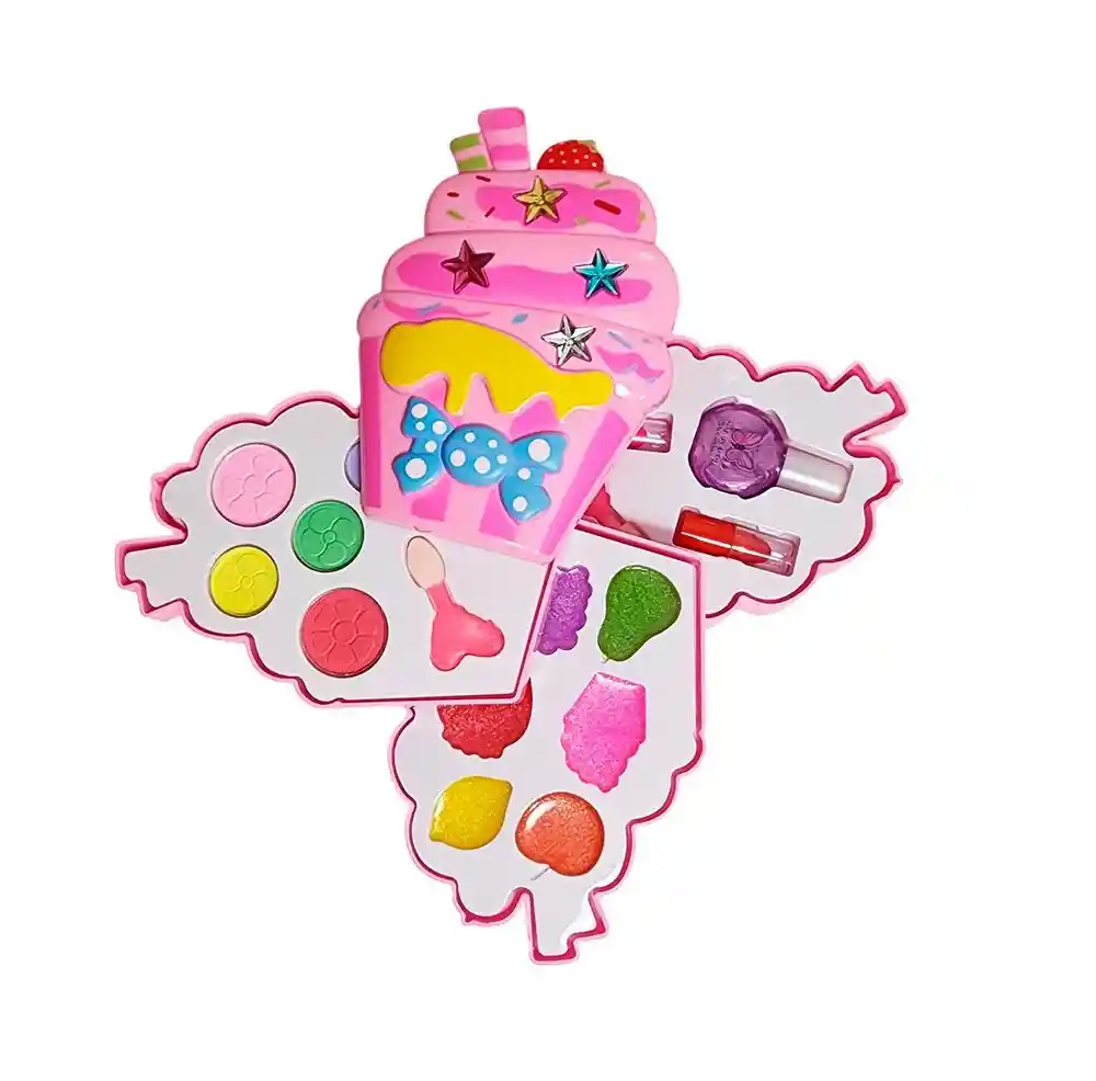 Kit De Maquillaje Cono Niñas Juguete Princesas Pinta Uñas
