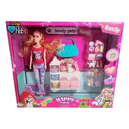 Muñeca Con Vestido Deportivo +mascotas Y Accesorios Mascotas