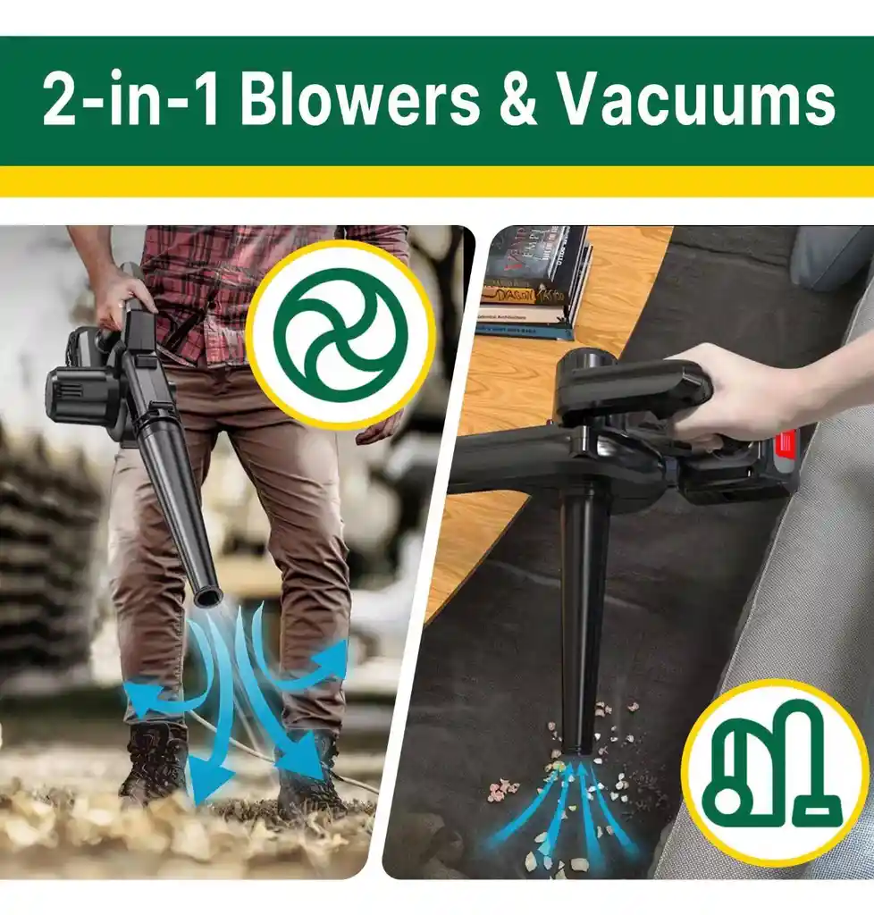 Aspirador Y Soplador Inalámbrico Con 4 Boquillas Para Limpieza