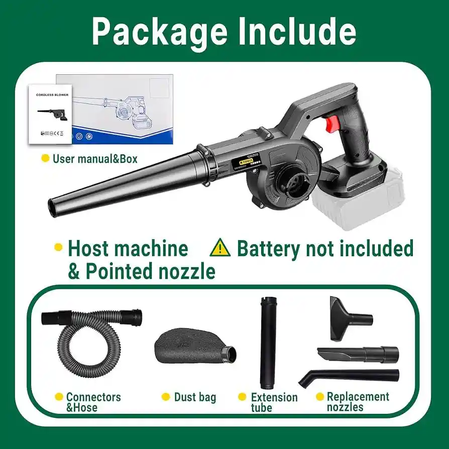 Aspirador Y Soplador Inalámbrico Con 4 Boquillas Para Limpieza