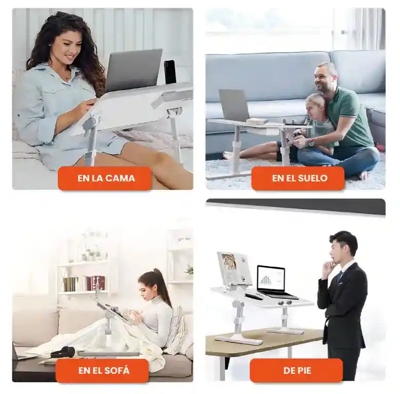 Mesa Laptop Ajustable Con Luz Ergonómica Trabaja En Casa Para Cama Estudió Innovo