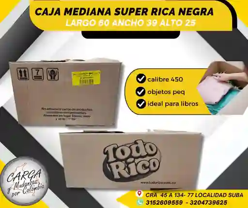 Caja De Carton Medina Super Rica Negra Largo 60 X Ancho 39 X Alto 25- Caja Para Mudanza Empaque Y Embalaje