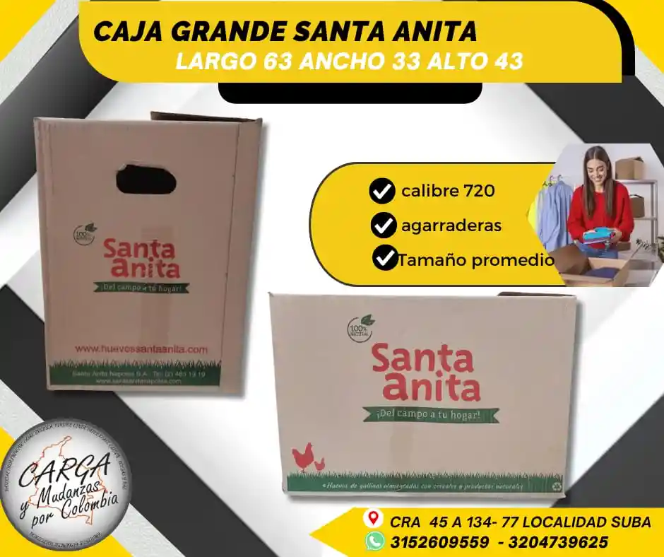 Caja Grande Para Mudanza Santa Anita 63 Largo X43 Alto X33 Ancho- Empaque Y Embalaje