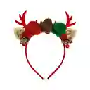 Balaca Navideña Diadema Navidad Reno Y Flores