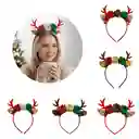 Balaca Navideña Diadema Navidad Reno Y Flores