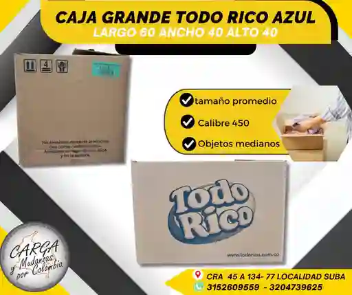 Caja Grande Super Rica Azul 60 Largo X40 Alto X40 Ancho Para Mudanza Empaque Y Embalaje