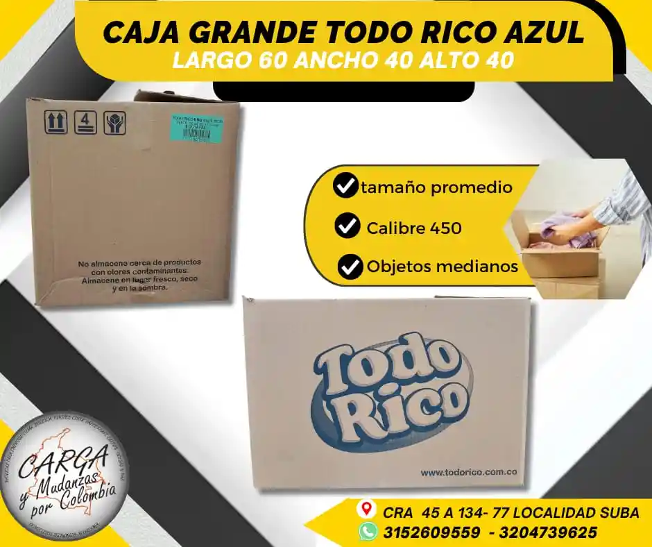 Caja Grande Super Rica Azul 60 Largo X40 Alto X40 Ancho Para Mudanza Empaque Y Embalaje