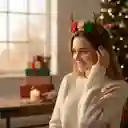 Balaca Navideña Diadema Navidad Reno Y Flores