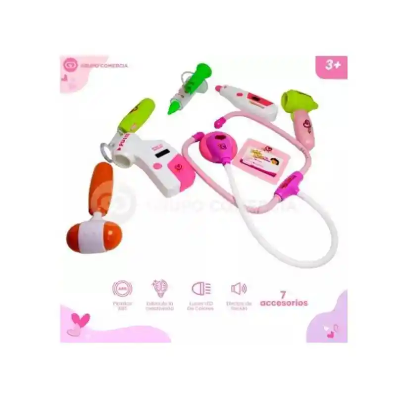 Kit Set Maletin De Doctor Juguete Niños 7 Piezas Con Luz Y Sonido