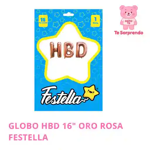 Kit Globo Hbd 16" Oro Rosa Festella