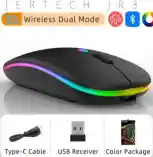 Mouse Inalámbrico Recargable Jertech 1600 Dpi Con Doble Conexión Usb + Bluetooth