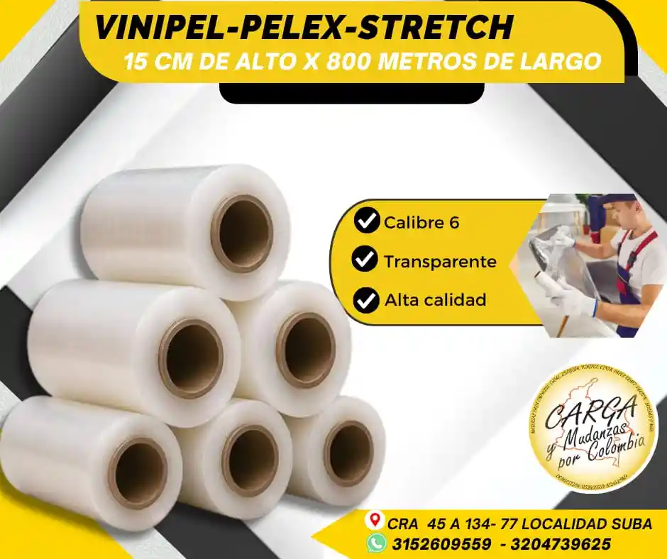 Vinipel-pelex-stretch 15cm De Alto X800 Mtrs De Largo - Empaque Y Embalaje