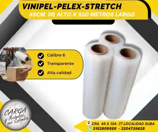 Vinipel-pelex Stretch Por Rollo De 45cm Alto X500m Largo -empaque Y Embalaje Para Mudanzas