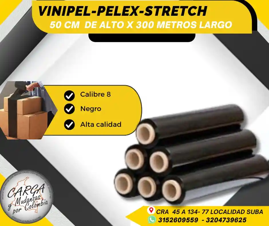 Vinipel-pelex-stretch Por Rollo Negro 50cmx300m -empaque