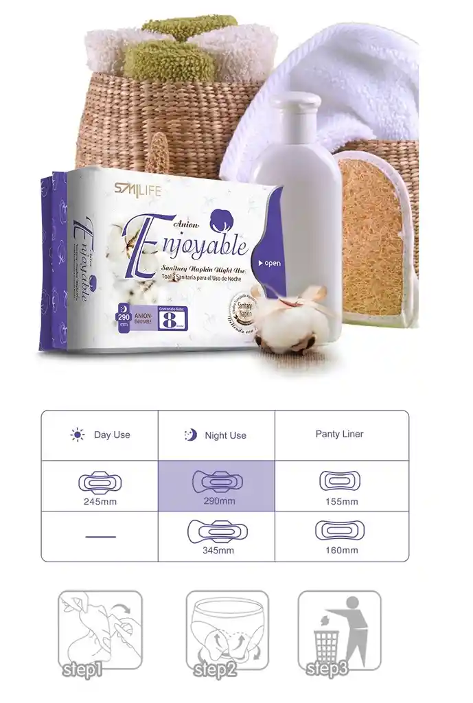 Toallas Sanitaria Con Aniones De Turmalina Noche