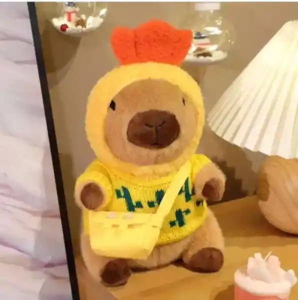 Peluche Capibara Con 9 Piezas De Ropa