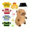 Peluche Capibara Con 9 Piezas De Ropa