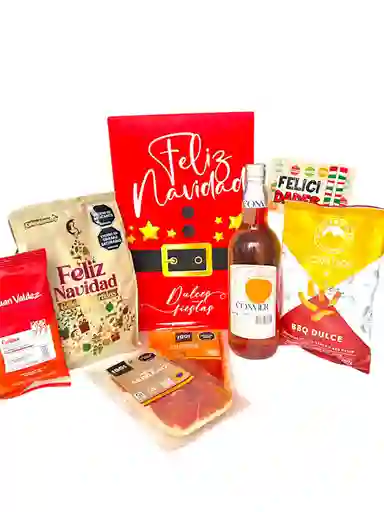 Ancheta Sabores Del Corazon Con Cafe, Galletas Y Vino - Regalo De Navidad - Ancheta Regalo Familiar O Empresarial