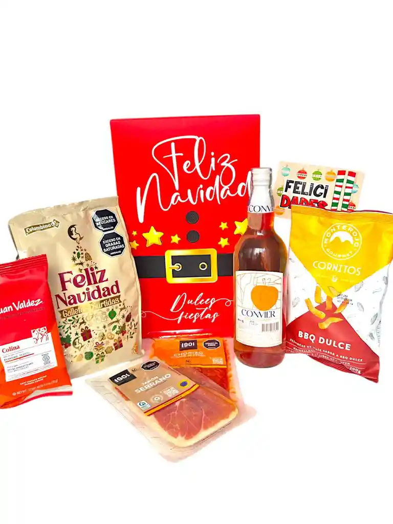 Ancheta Sabores Del Corazon Con Cafe, Galletas Y Vino - Regalo De Navidad - Ancheta Regalo Familiar O Empresarial
