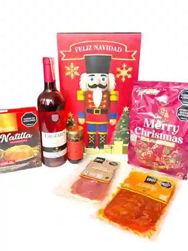 Ancheta Regalo Perfecto Con Jamon Serrano, Chorizo Curado Y Vino - Regalo De Navidad - Ancheta Regalo Familiar O Empresarial