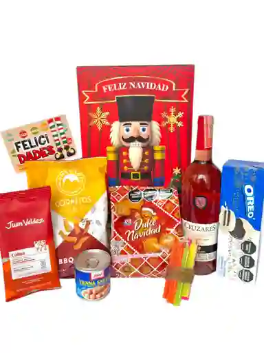 Ancheta Brillo En Familia Con Café, Galletas Y Vino - Regalo De Navidad - Ancheta Regalo Familiar O Empresarial