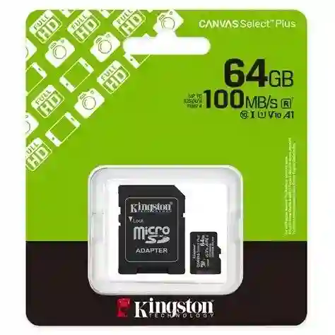 Memoria Microsd 64gb Sdhc Kingston Clase 10 100 Mb/s Video Hd Nueva Sellada Blister