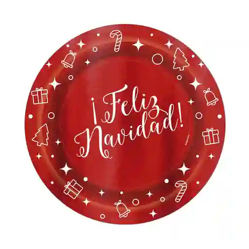 Plato De Feliz Navidad X8