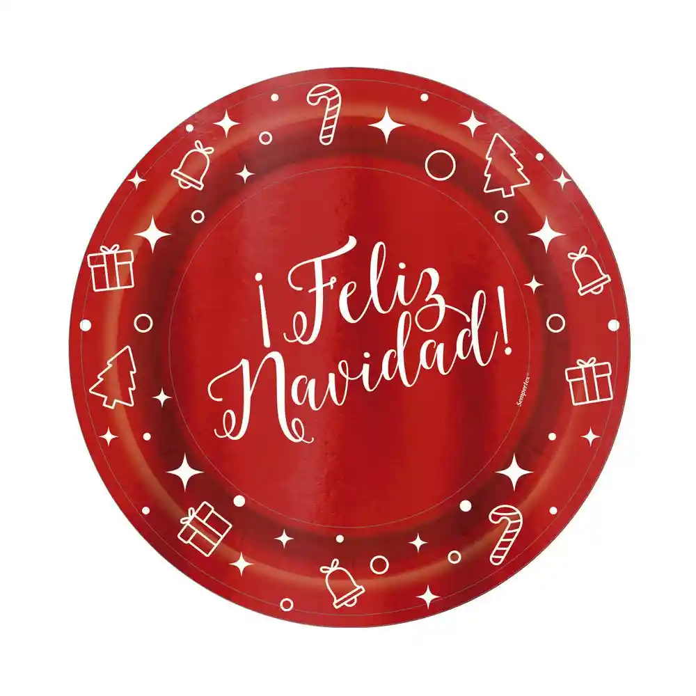 Plato De Feliz Navidad X8