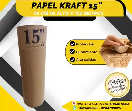 Papel Kraft 15 Pulgadas 38cmx130m -empaque