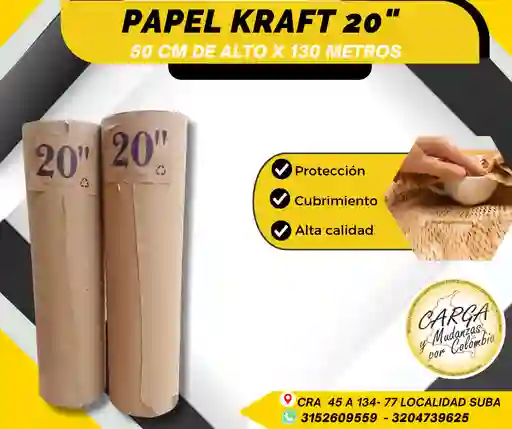 Papel Kraft 20 Pulgadas 50cmx130mtrs-empaque