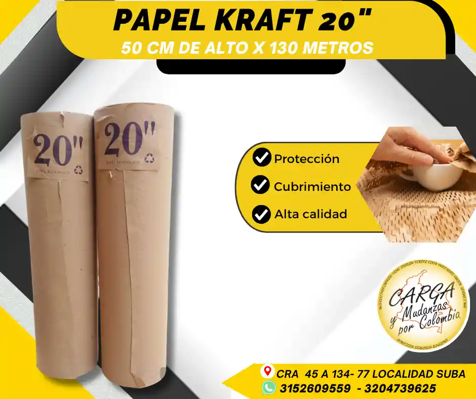 Papel Kraft 20 Pulgadas 50cmx130mtrs-empaque